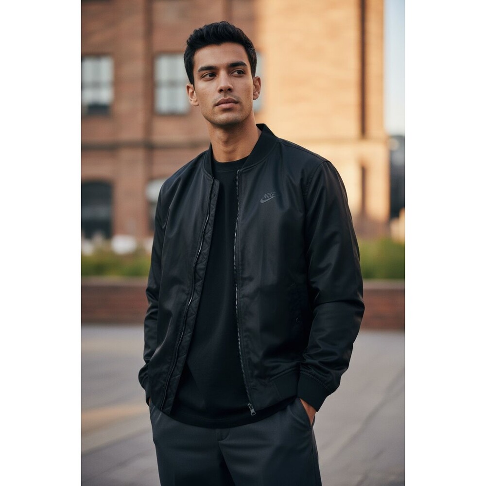 Rare Mens Nike Tech Varsity Jacket Black Size Small